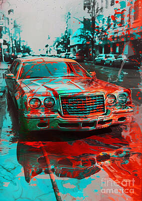 Surrealism Royalty Free Images - Car for man Chrysler Aspen with a 3D anaglyph effect - Gift for husband Royalty-Free Image by Destiney Sullivan