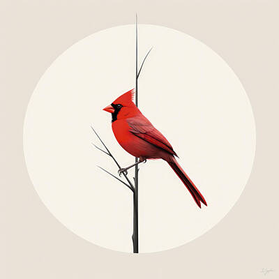 Birds Rights Managed Images - Cardinals Contemplation Royalty-Free Image by Lourry Legarde