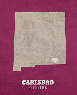 Cities Mixed Media Royalty Free Images - Carlsbad City Map Founded 1887 New Mexico State University Color Palette Royalty-Free Image by Design Turnpike