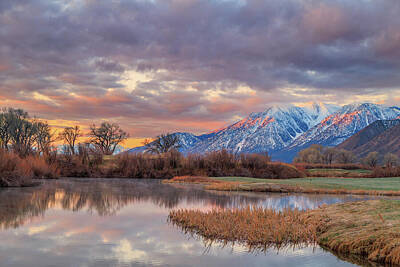 Mountain Photos - Carson River and Mountains at Sunrise  by Marc Crumpler