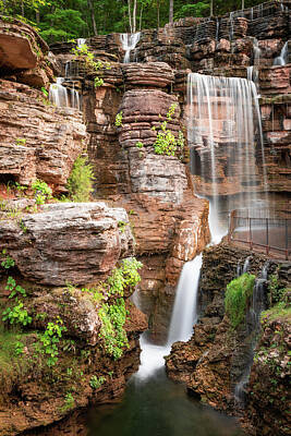 Recently Sold - Mountain Photos - Cascading Falls In The Branson Ozarks by Gregory Ballos