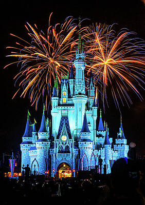 Fairy Tales Adam Ford Royalty Free Images - Castle and Fireworks Royalty-Free Image by Mark Chandler