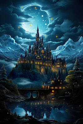 Lilies Digital Art - Castle at Night III by Lily Malor