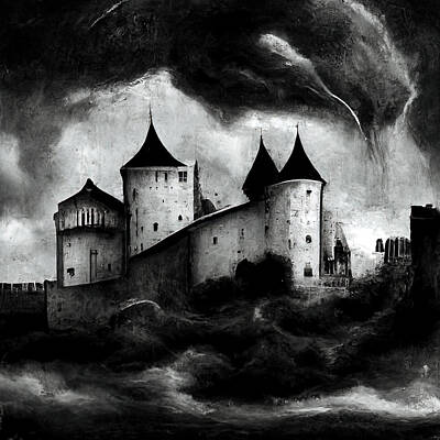 Fantasy Paintings - Castle in the Storm, 05 by AM FineArtPrints