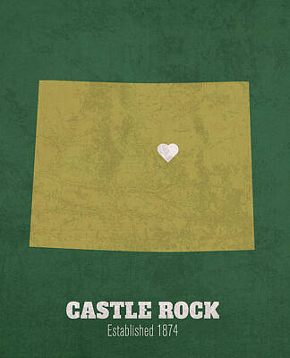 Fantasy Mixed Media - Castle Rock Colorado City Map Founded 1874 Colorado State University Color Palette by Design Turnpike