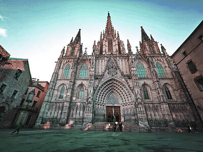 Surrealism Digital Art - Catedral, Barcelona, Spain - Surreal Art by Ahmet Asar by Celestial Images