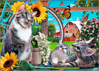 Lake Life Royalty Free Images - Cats At The Farm In Summer Royalty-Free Image by Patrick Hoenderkamp