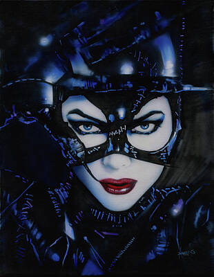 Comics Paintings - Catwoman by Luis Navarro