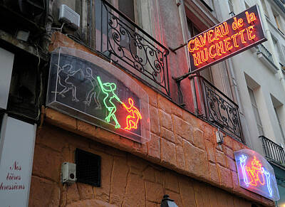 Jazz Photo Royalty Free Images - Caveau de la Huchette Jazz Club entrance and neon sign, Paris,Ile-de-France, France Royalty-Free Image by Kevin Oke
