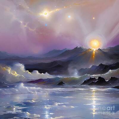 Digital Art Royalty Free Images - Celestial Ocean Royalty-Free Image by Laurie