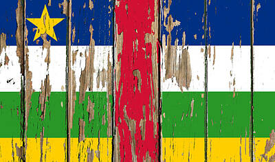 Royalty-Free and Rights-Managed Images - Central African Republic Flag Peeling Paint Distressed Barnwood by Design Turnpike