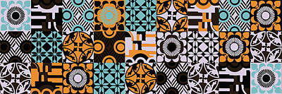Florals Mixed Media - Ceramic paint floor pattern by Julien