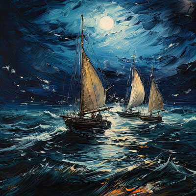 Impressionism Digital Art - Cerulean Moonlight Serenade by Lourry Legarde