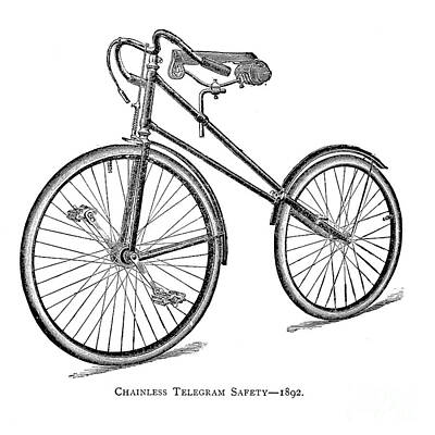 Sports Drawings - Chainless Telegram Safety 1892 b1 by Historic illustrations