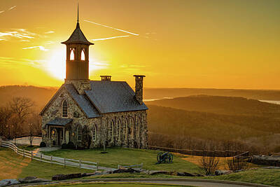 Recently Sold - Mountain Royalty Free Images - Chapel of the Ozarks Golden Sunset at Top of the Rock Royalty-Free Image by Gregory Ballos