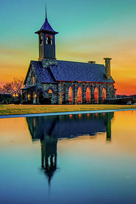 Colorful Fish Xrays - Chapel of the Ozarks Sunset Reflections - Ridgedale Missouri by Gregory Ballos