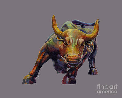 Halloween Movies Rights Managed Images - Charging Bull - solid background Royalty-Free Image by Hailey E Herrera