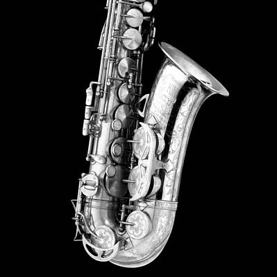 Music Photos - Charlie Parker Saxophone Detail - Black and White by David Hinds