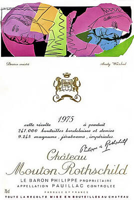Food And Beverage Drawings - Chateau Mouton Rothschild 1975 Wine Label Artwork by Andy Warhol by Andy Warhol