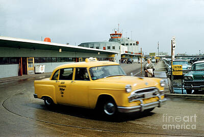 Seascapes Larry Marshall - Checker Taxi Cab at Chicago Midway Airport May 1958 by Photovault Archives