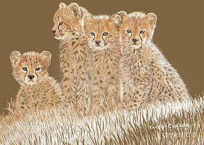 Animals Digital Art - Cheetah Cubs - Your Cheetah Eyes - Digital Fine Art  by Karen Conger
