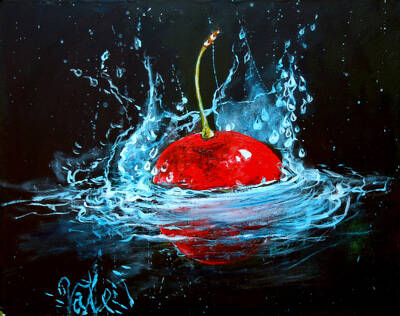 Still Life Drawings - Cherry fruit by Valentina Manavska