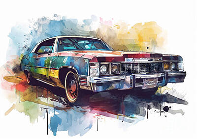 Surrealism Paintings - Chevrolet Caprice automotive art by Clark Leffler