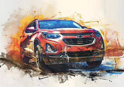 Abstract Royalty-Free and Rights-Managed Images - Chevrolet Equinox watercolor abstract vehicle by Clark Leffler