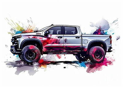 Design Pics Rights Managed Images - Chevrolet Silverado ZRX auto vibrant colors Royalty-Free Image by Clark Leffler