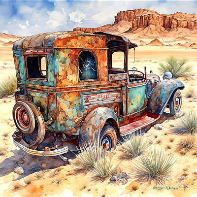 Mixed Media Rights Managed Images - Chevy Rust To Dust Royalty-Free Image by Barbara Milton