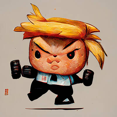 Comics Paintings - chibi  Donald  Trump  art  style  street  fighter  super  nint  54847152  ea6c  46f7  8166  272c4e4c by MotionAge Designs