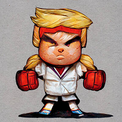 Comics Paintings - chibi  Donald  Trump  art  style  street  fighter  super  nint  a12687fd  c2c6  4bdc  b2cd  dad461af by MotionAge Designs