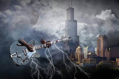 Musician Photos - Chicago Blues Player by Randall Nyhof