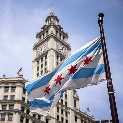 Cities Royalty-Free and Rights-Managed Images - Chicago City Flag by Chicago In Photographs
