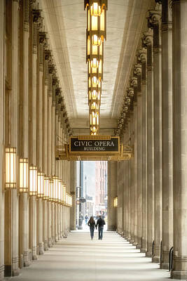 City Scenes Royalty-Free and Rights-Managed Images - Chicago Civic Opera Portico by Chicago In Photographs