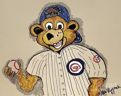 Baseball Mixed Media - Chicago Cubs Clark Mascot  by Geraldine Myszenski