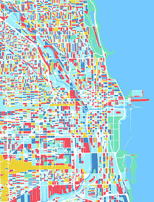 Royalty-Free and Rights-Managed Images - Chicago map retro 7 by Bekim M