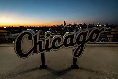 Baseball Royalty Free Images - Chicago skyline from Guarantee Rate Field Royalty-Free Image by Sven Brogren