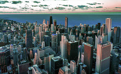 Surrealism Digital Art - Chicago Skyline, Illinois, USA - 1 - Surreal Art by Ahmet Asar by Celestial Images