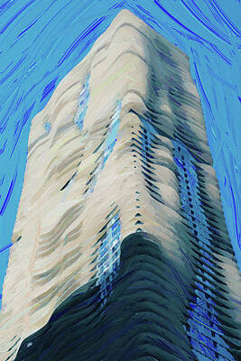 Abstract Skyline Royalty-Free and Rights-Managed Images - Chicago Skyline, Illinois, USA - 33 - Abstract Oil Painting by Ahmet Asar by Celestial Images