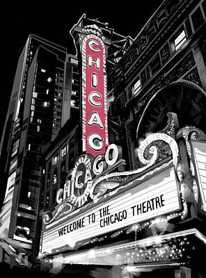 Watercolor Dogs - Chicago Theatre Black Version by Bekim M