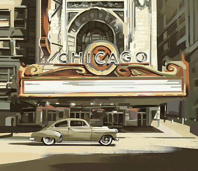 Skylines Digital Art - Chicago Theatre Vintage 2 by Bekim M