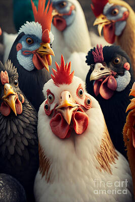 Birds Digital Art - Chicken selfie by Sabantha