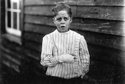 Wine Glass Royalty Free Images - Child labor in America 1908 1914 by Lewis Hine  An injured young mill worker Royalty-Free Image by Artistic Rifki