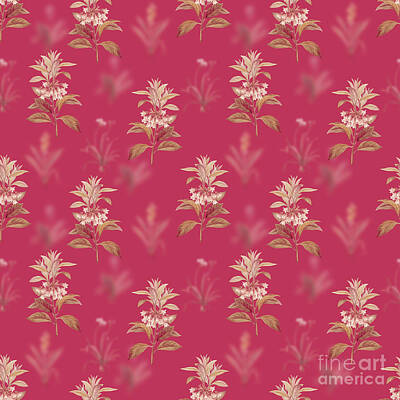 Roses Mixed Media - Chinese New Year Flower Botanical Seamless Pattern in Viva Magenta n.1254 by Holy Rock Design