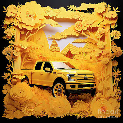Royalty-Free and Rights-Managed Images - Chinese papercut style 055 Ford F-150 car by Clark Leffler