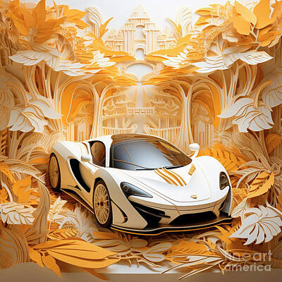 Royalty-Free and Rights-Managed Images - Chinese papercut style 106 McLaren F1 car by Clark Leffler