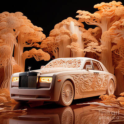 Royalty-Free and Rights-Managed Images - Chinese papercut style 138 Rolls-Royce Phantom car by Clark Leffler