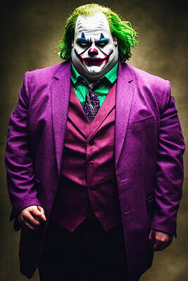 Comics Paintings - Chris  Farley  As  The  Joker  Gritty  And  Dark  Purple  Suit  Vibrant    06d24163  0ab7  4753  9f6 by MotionAge Designs