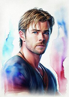 Actors Paintings - Chris Hemsworth, Actor by Sarah Kirk